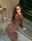 Long Sleeve Henley Maxi Dress