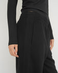 French Terry Wide Leg Pants - Black