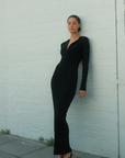 Long Sleeve Henley Maxi Dress
