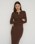 Long Sleeve Henley Maxi Dress