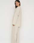 French Terry Wide Leg Pants - Bone