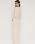 Long Sleeve Henley Maxi Dress - Cream