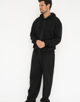 Organic Cotton Zip-Up Hoodie - Black