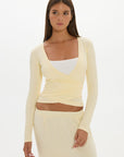 Loose The Label Christy Yoga Wrap Top - Butter Yellow