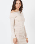 AOCO Como Off-Shoulder Drape Top - Beige