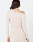 Como Off-Shoulder Drape Top - Beige