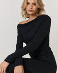 AOCO Como Off-Shoulder Drape Top - Black