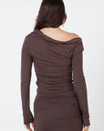 Como Off-Shoulder Drape Top - Espresso