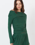 Como Off-Shoulder Drape Top - Forest Green