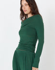 Como Off-Shoulder Drape Top - Forest Green