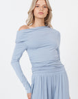 Como Off-Shoulder Drape Top - Lavender Grey