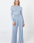 Como Off-Shoulder Drape Top - Lavender Grey