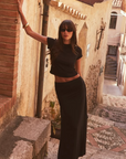 Soft, cosy floor-length skirt with a high waist and asymmetric hem, designed to create an elongating silhouette. A versatile and comfortable wardrobe essential, perfect for effortless day-to-night dressing.