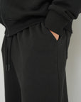Organic Cotton Straight Leg Sweat Pants - Black