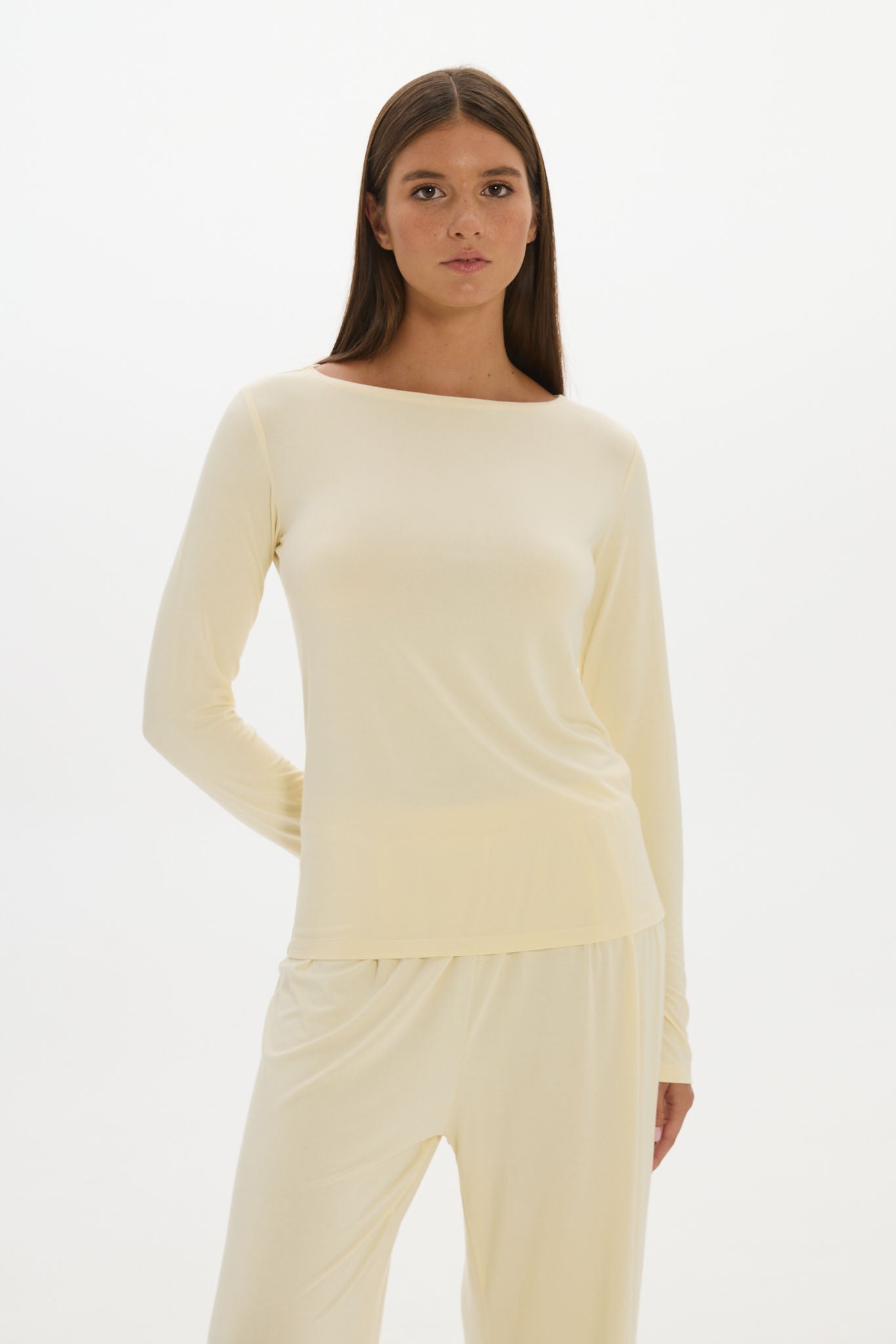 La Palma Boat Neck Lounger Top - Butter