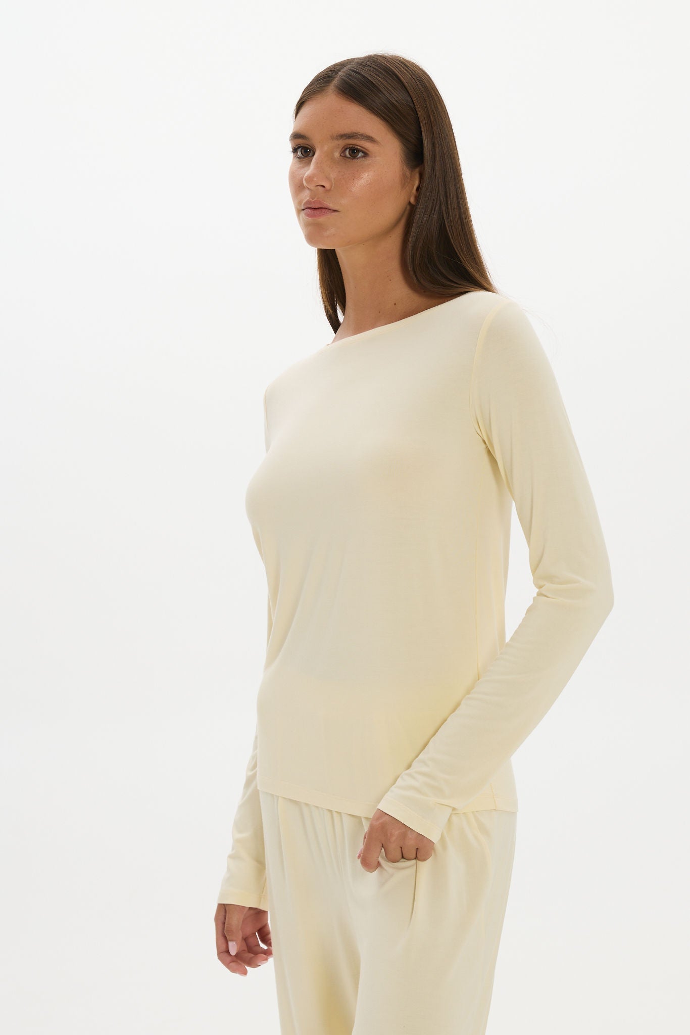 La Palma Boat Neck Lounger Top - Butter