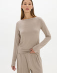 La Palma Boat Neck Lounger Top - Taupe
