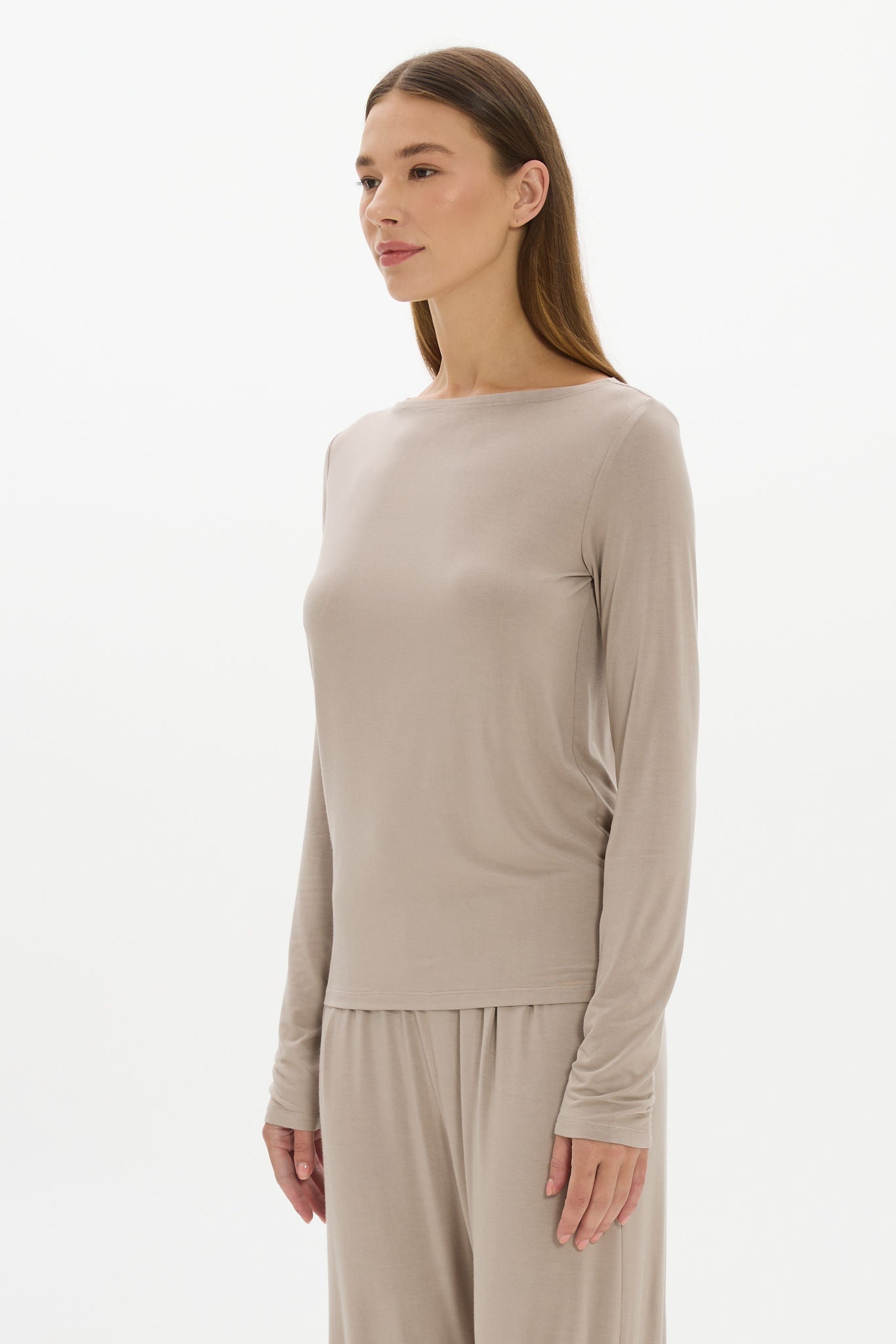 La Palma Boat Neck Lounger Top - Taupe