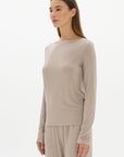 La Palma Boat Neck Lounger Top - Taupe