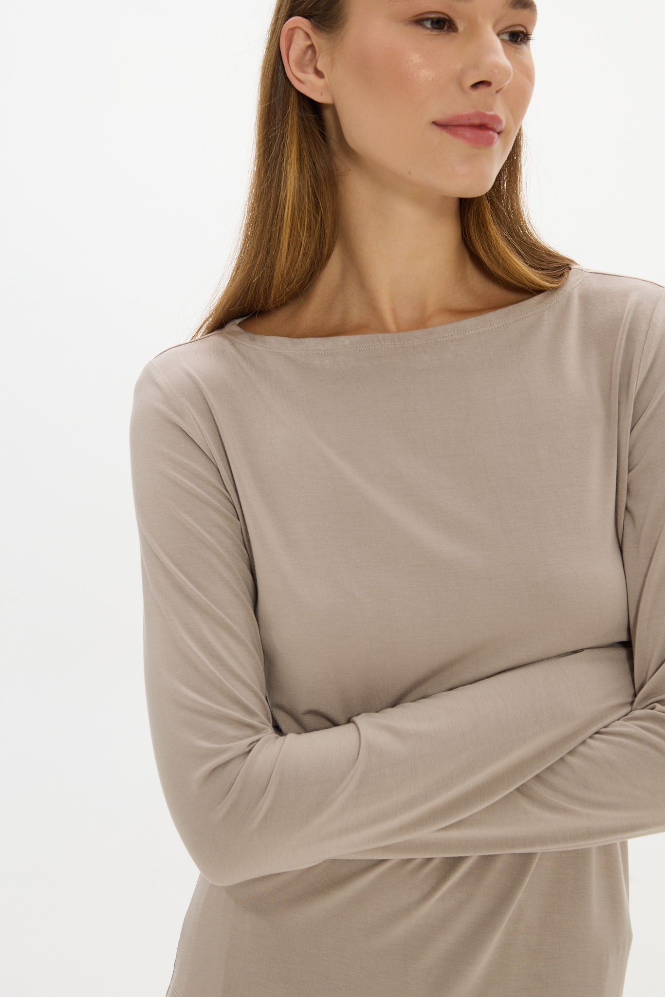 La Palma Boat Neck Lounger Top - Taupe