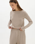 La Palma Boat Neck Lounger Top - Taupe