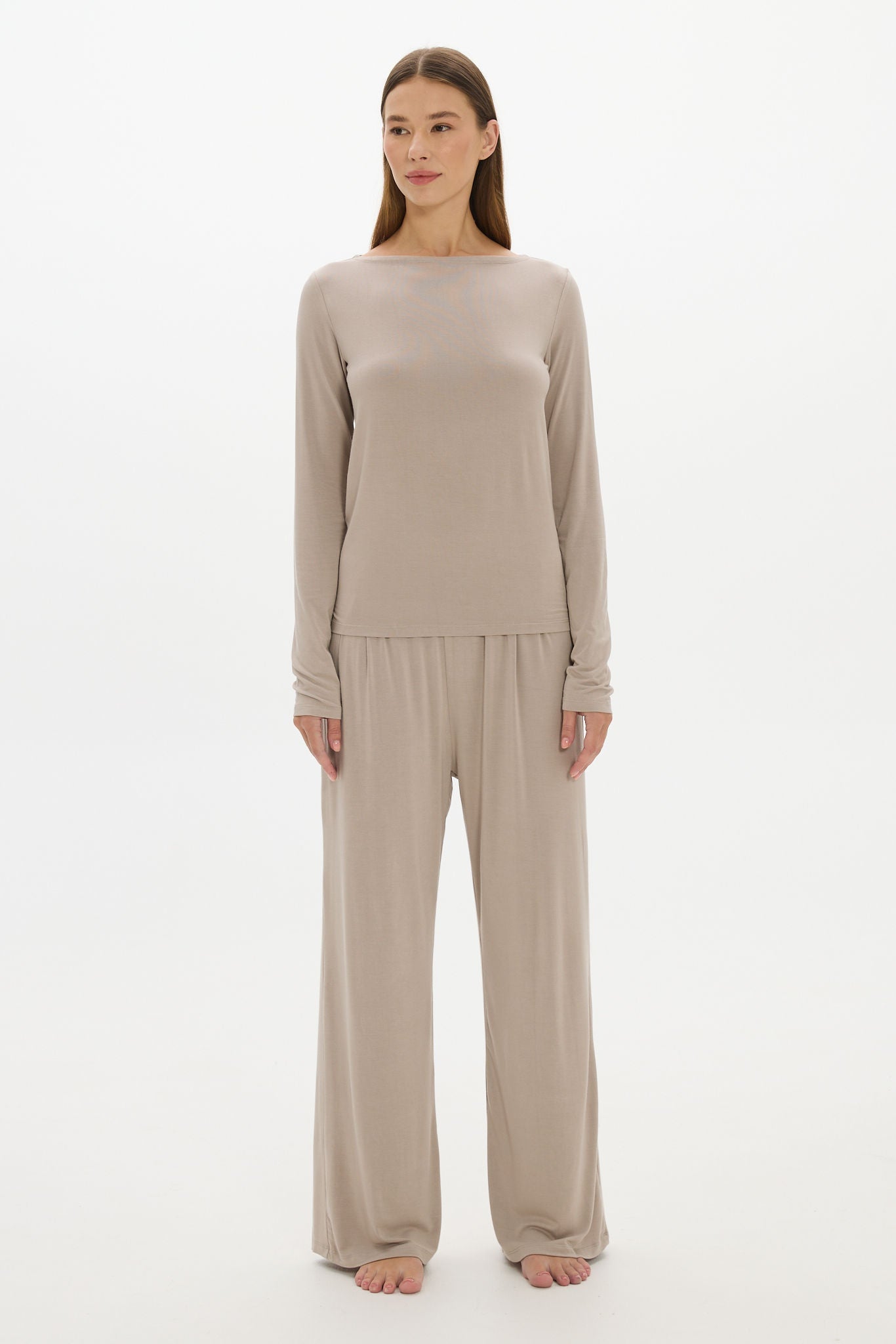 La Palma Boat Neck Lounger Top - Taupe