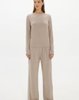 La Palma Boat Neck Lounger Top - Taupe