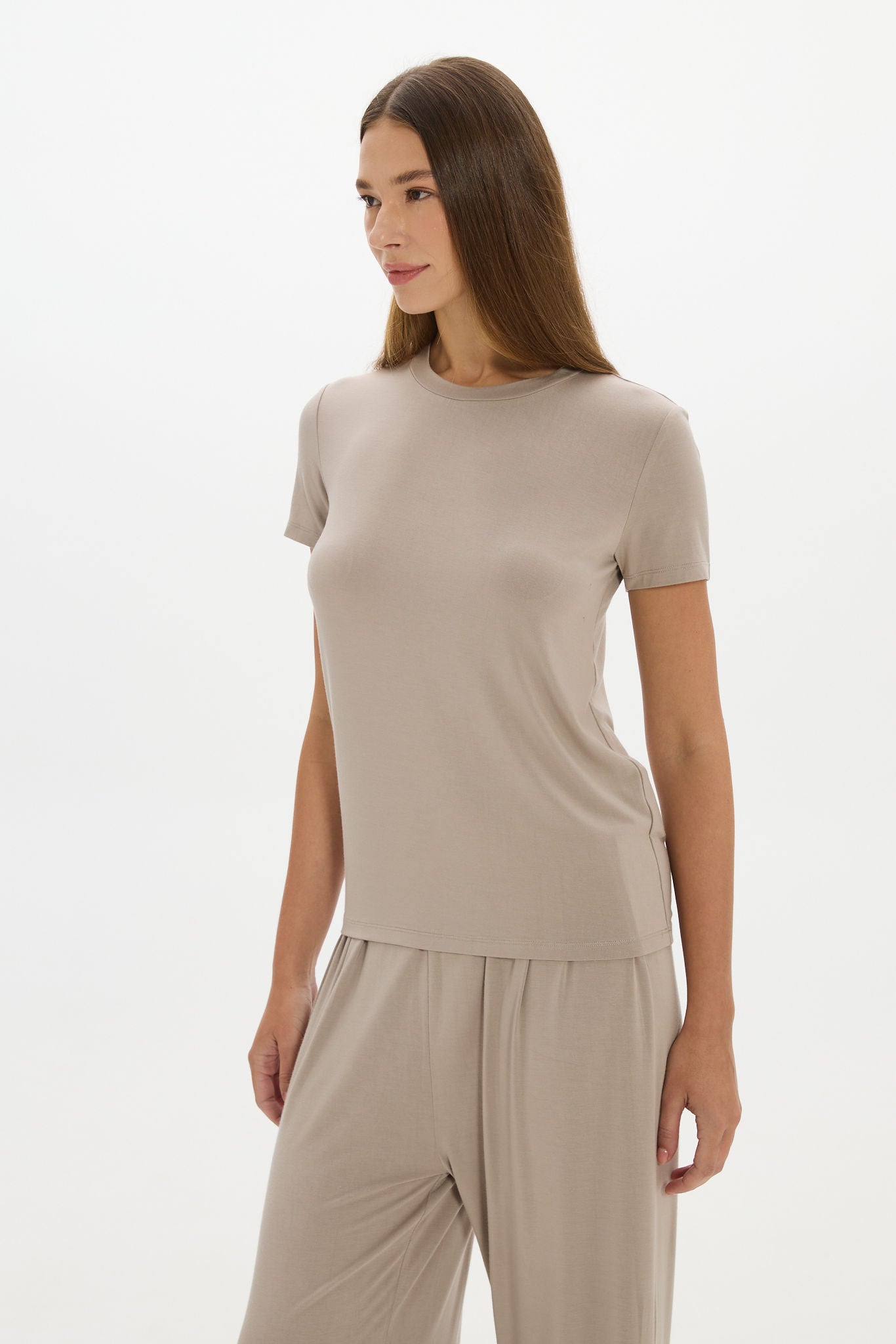 Lounge Crew Neck Tshirt Taupe
