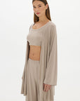 Mid Length Long Loose Robe Taupe