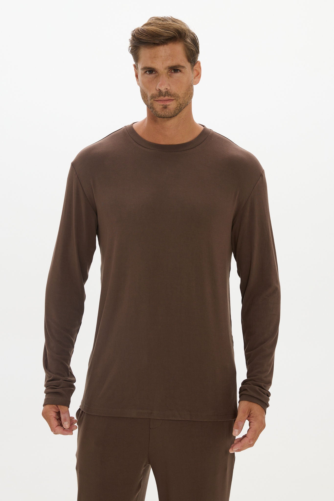 La Palma Crew Neck Long Sleeve T-Shirt - Espresso