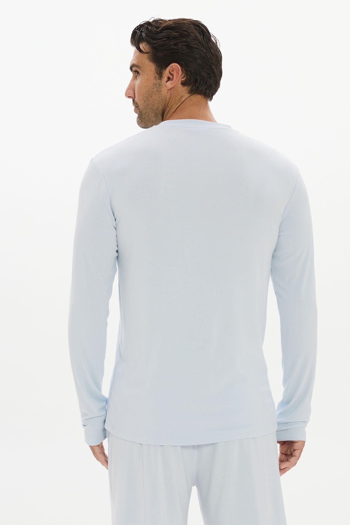 La Palma Crew Neck Long Sleeve T-Shirt - Pale Azure