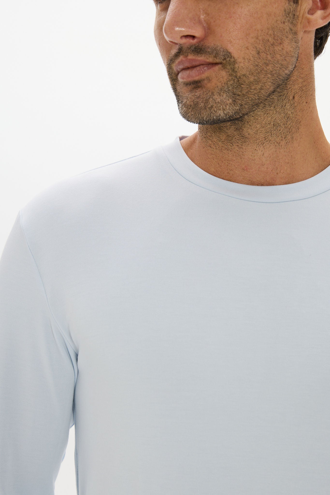 La Palma Crew Neck Long Sleeve T-Shirt - Pale Azure