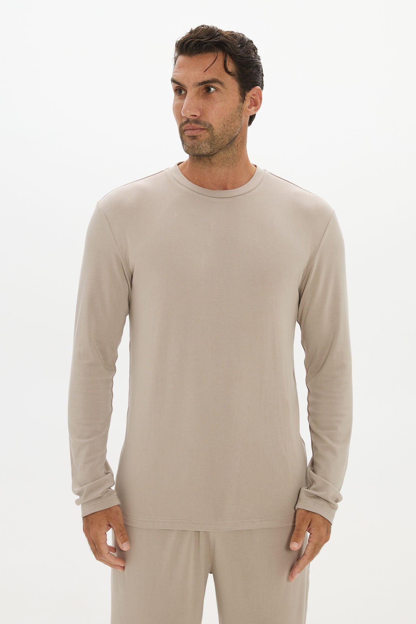 La Palma Crew Neck Long Sleeve T-Shirt - Taupe