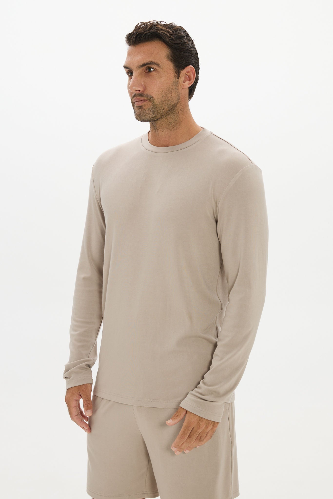 La Palma Crew Neck Long Sleeve T-Shirt - Taupe