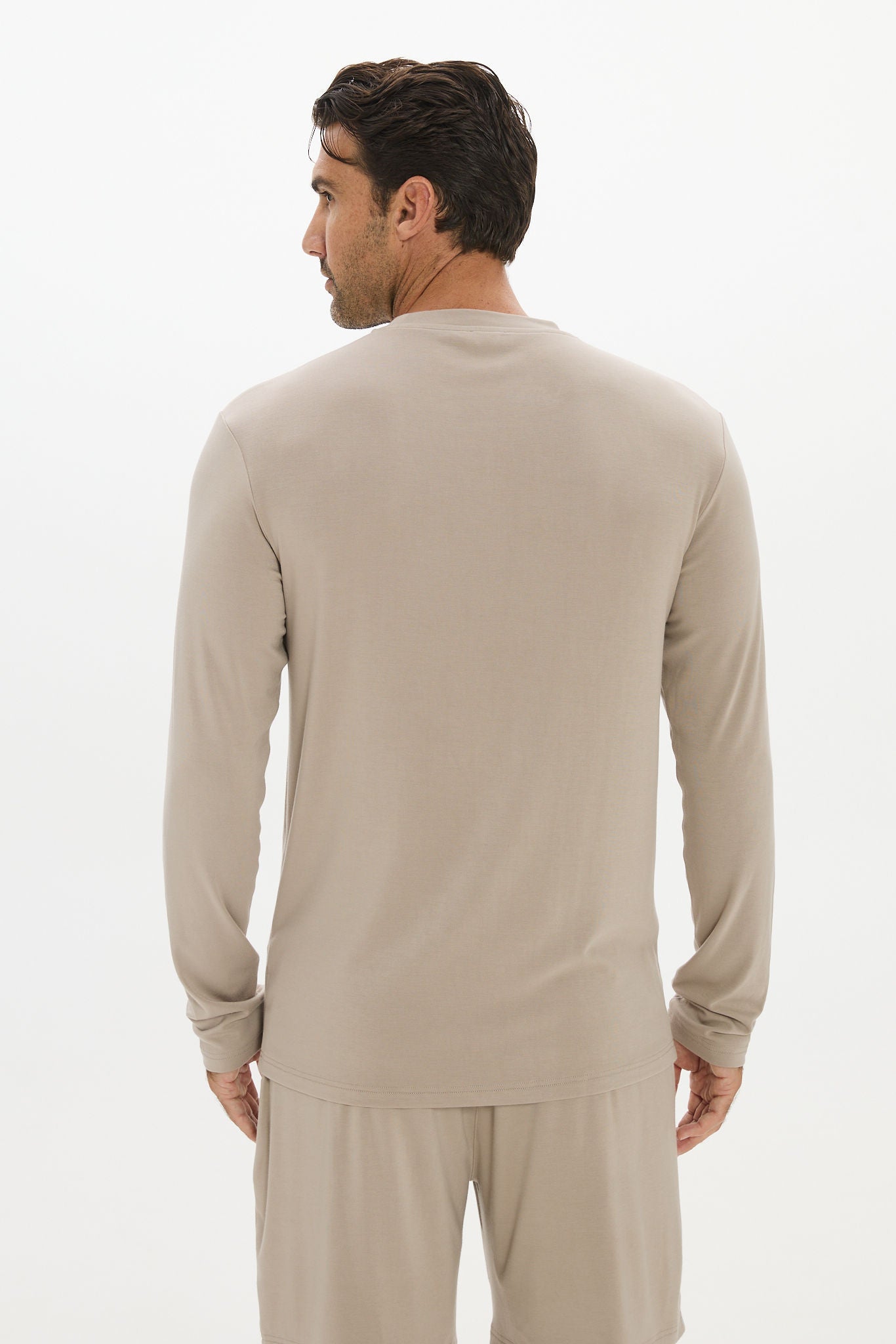 La Palma Crew Neck Long Sleeve T-Shirt - Taupe