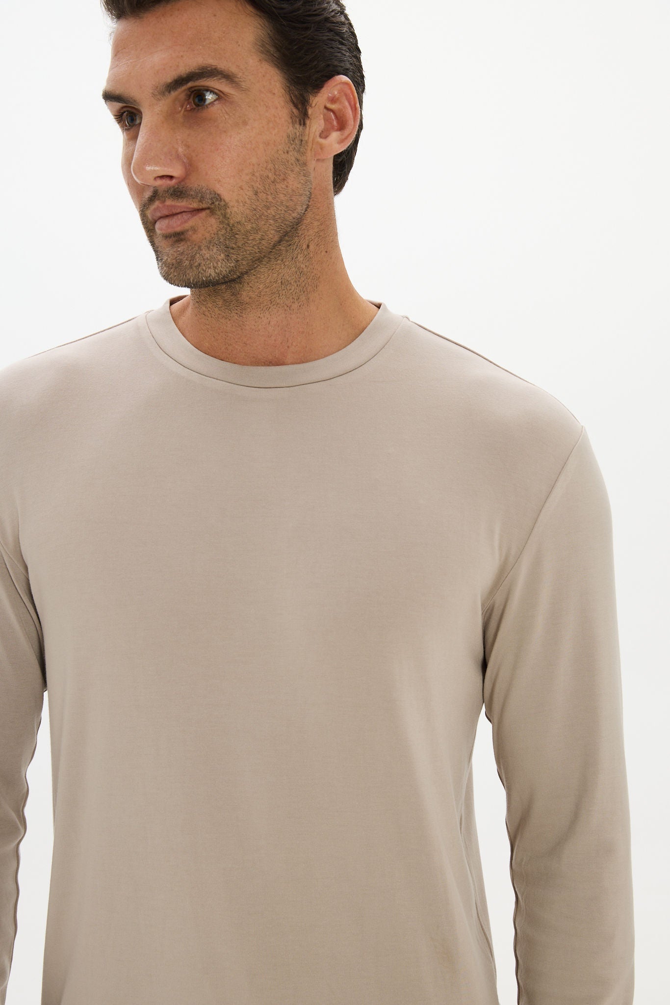La Palma Crew Neck Long Sleeve T-Shirt - Taupe
