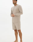 La Palma Crew Neck Long Sleeve T-Shirt - Taupe