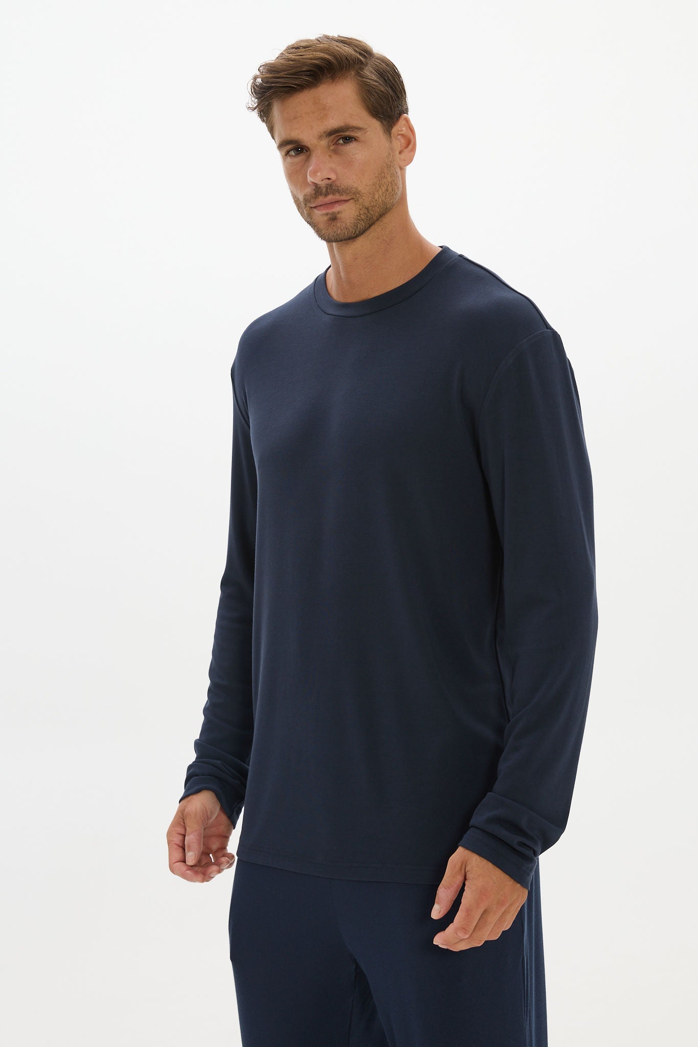 La Palma Crew Neck Long Sleeve T-Shirt - Midnight Navy