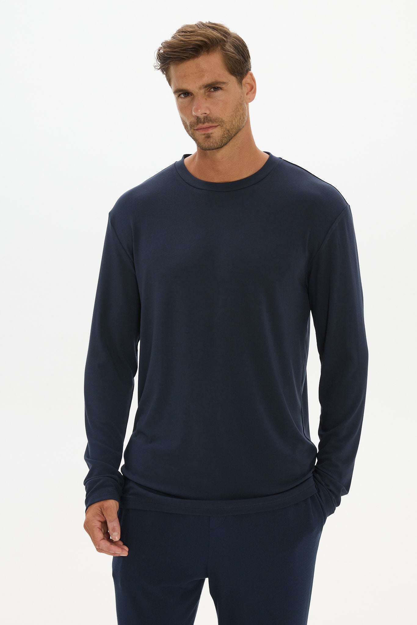 La Palma Crew Neck Long Sleeve T-Shirt - Midnight Navy