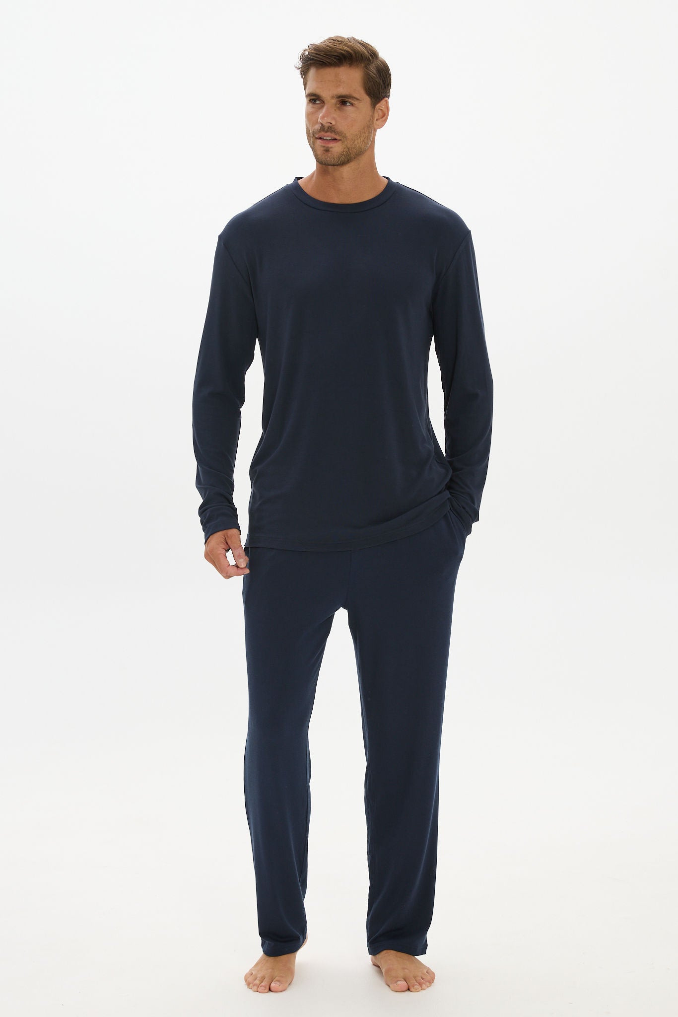 La Palma Crew Neck Long Sleeve T-Shirt - Midnight Navy