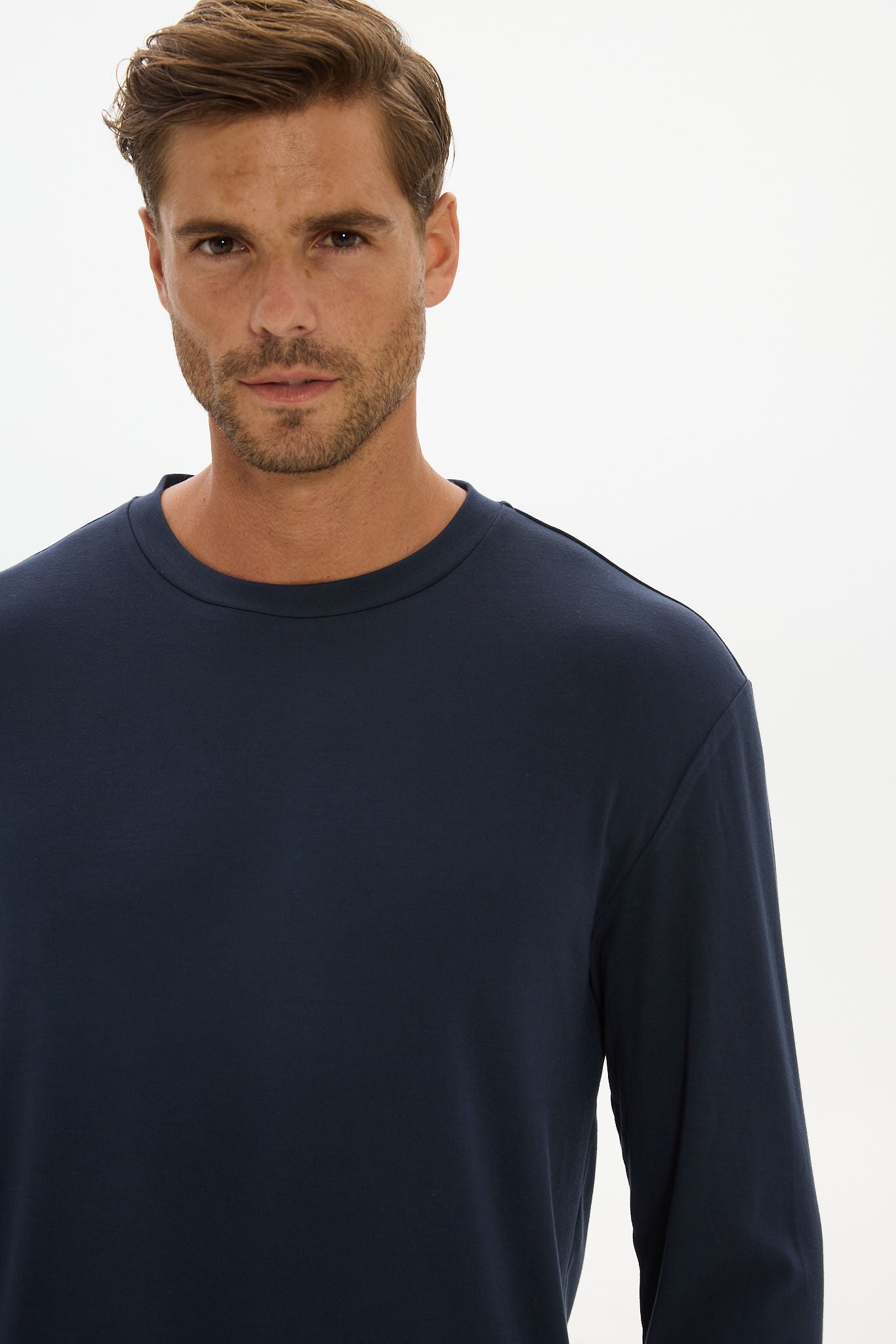 La Palma Crew Neck Long Sleeve T-Shirt - Midnight Navy
