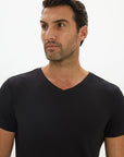Mens V Neck Tshirt Black