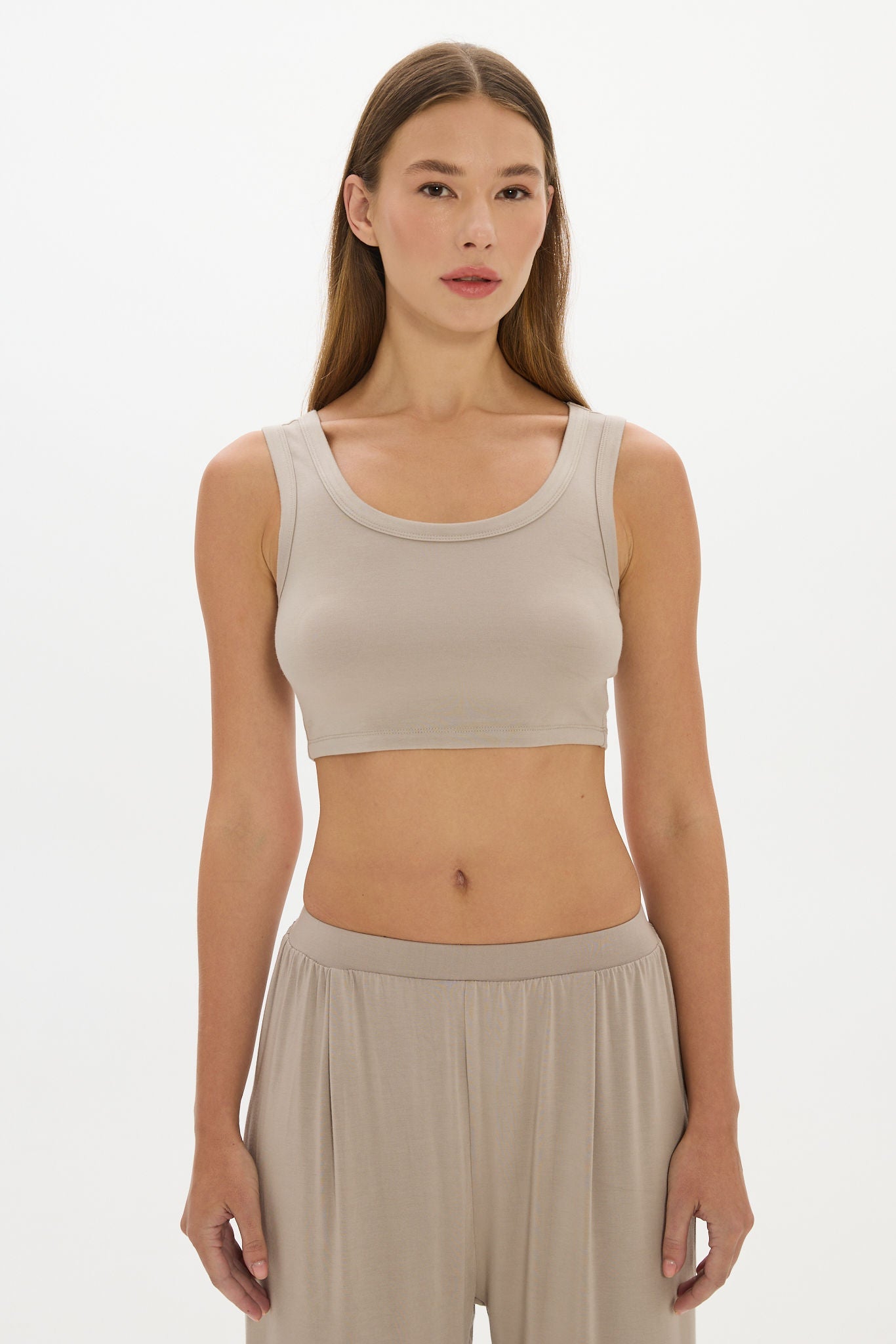Lounge Cropped Top Taupe