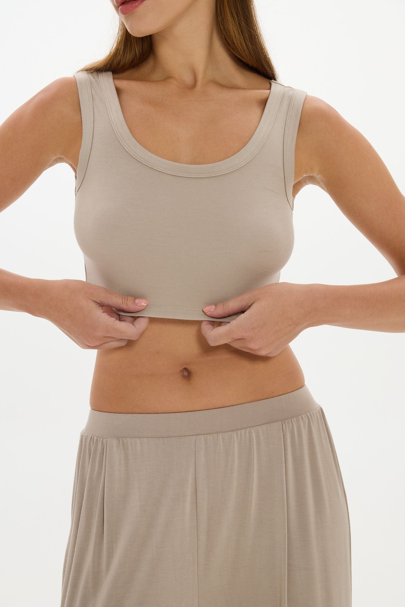 Lounge Cropped Top Taupe