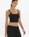 soft rib cropped cami Black