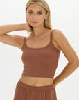 soft rib cropped cami brown
