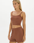 soft rib cropped cami brown