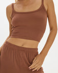 soft rib cropped cami brown