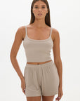 soft rib cropped cami Taupe