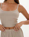 soft rib cropped cami Taupe
